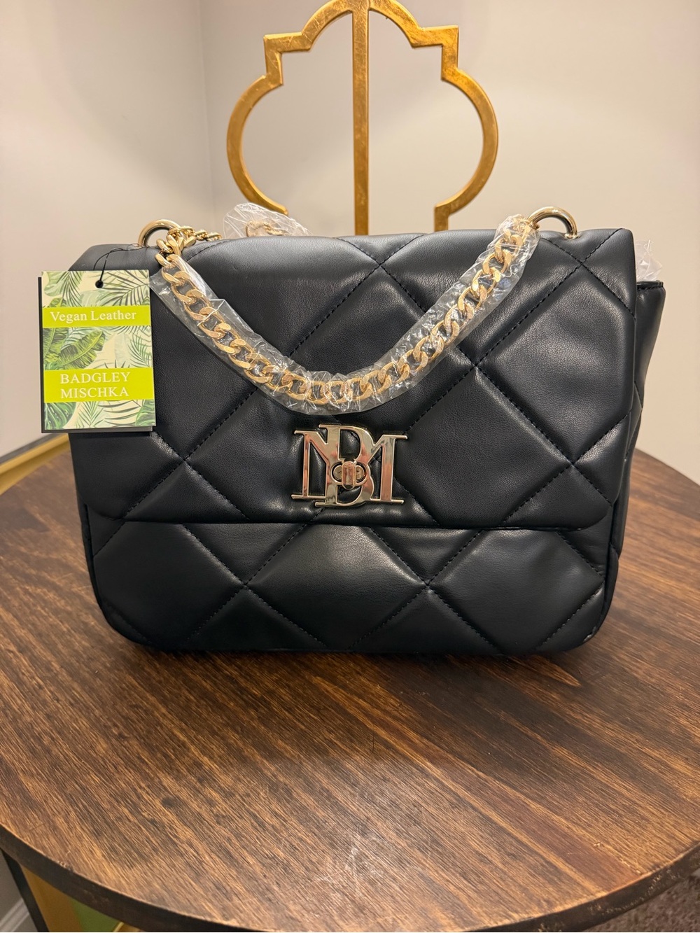 Badgley Mischka Black Quilted Crossbody Bag
